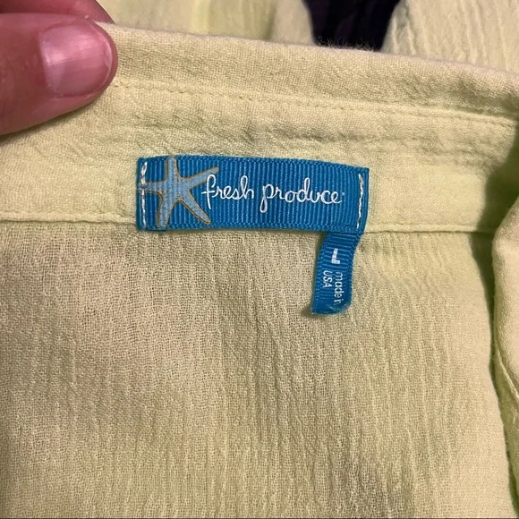 Fresh Produce 3/4 Sleeve Button Down Cotton Shirt - Picture 7 of 8